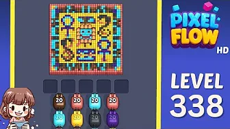 Pixel Flow Level 338 grid layout and solution screenshot