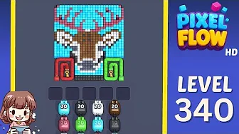 Pixel Flow Level 340 grid layout and solution screenshot