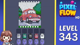 Pixel Flow Level 343 grid layout and solution screenshot