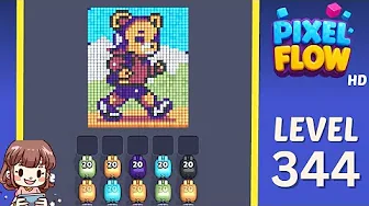 Pixel Flow Level 344 grid layout and solution screenshot