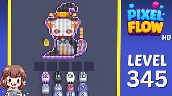 Pixel Flow Level 345 grid layout and solution screenshot