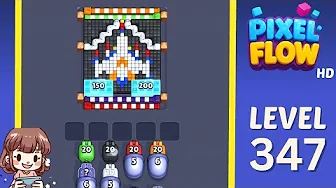 Pixel Flow Level 347 grid layout and solution screenshot