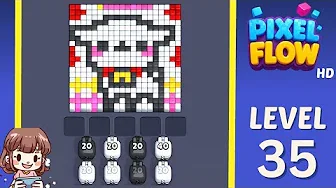 Pixel Flow Level 35 grid layout and solution screenshot