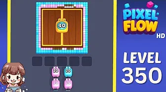 Pixel Flow Level 350 grid layout and solution screenshot
