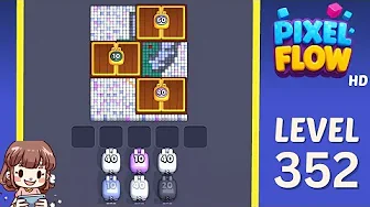 Pixel Flow Level 352 grid layout and solution screenshot