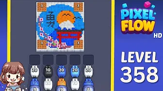Pixel Flow Level 358 grid layout and solution screenshot