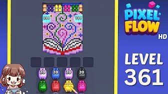 Pixel Flow Level 361 grid layout and solution screenshot