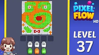 Pixel Flow Level 37 grid layout and solution screenshot