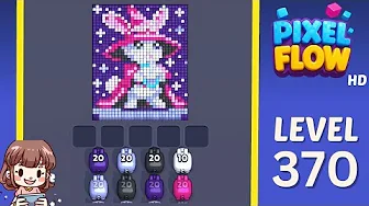 Pixel Flow Level 370 grid layout and solution screenshot