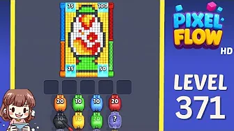 Pixel Flow Level 371 grid layout and solution screenshot