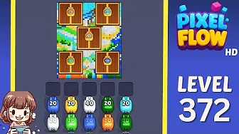 Pixel Flow Level 372 grid layout and solution screenshot