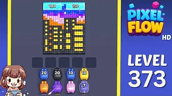 Pixel Flow Level 373 grid layout and solution screenshot