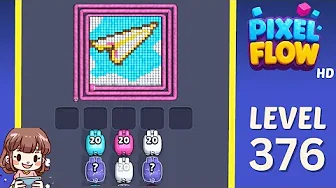 Pixel Flow Level 376 grid layout and solution screenshot