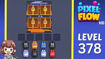 Pixel Flow Level 378 grid layout and solution screenshot
