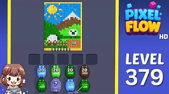 Pixel Flow Level 379 grid layout and solution screenshot