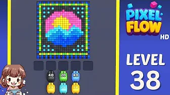 Pixel Flow Level 38 grid layout and solution screenshot