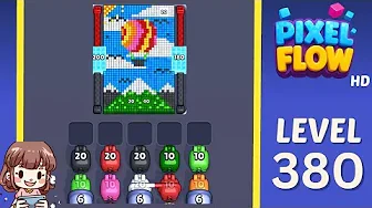 Pixel Flow Level 380 grid layout and solution screenshot
