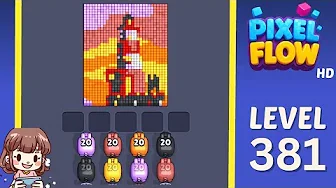 Pixel Flow Level 381 grid layout and solution screenshot
