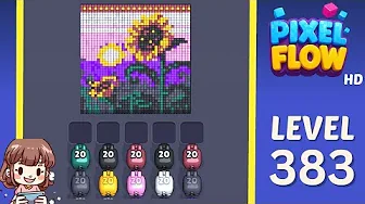 Pixel Flow Level 383 grid layout and solution screenshot