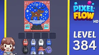 Pixel Flow Level 384 grid layout and solution screenshot