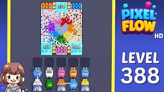 Pixel Flow Level 388 grid layout and solution screenshot