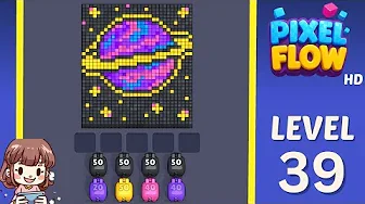 Pixel Flow Level 39 grid layout and solution screenshot