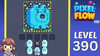 Pixel Flow Level 390 grid layout and solution screenshot
