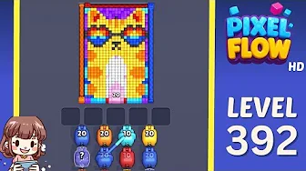 Pixel Flow Level 392 grid layout and solution screenshot