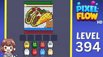 Pixel Flow Level 394 grid layout and solution screenshot