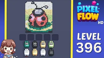 Pixel Flow Level 396 grid layout and solution screenshot