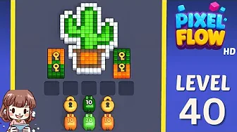 Pixel Flow Level 40 grid layout and solution screenshot