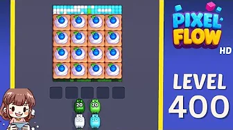 Pixel Flow Level 400 grid layout and solution screenshot