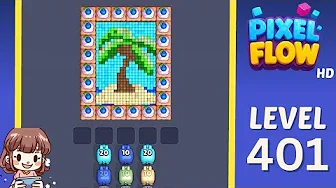 Pixel Flow Level 401 grid layout and solution screenshot