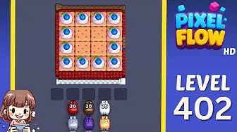 Pixel Flow Level 402 grid layout and solution screenshot
