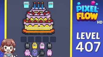 Pixel Flow Level 407 grid layout and solution screenshot