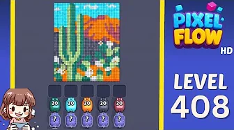 Pixel Flow Level 408 grid layout and solution screenshot