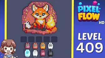 Pixel Flow Level 409 grid layout and solution screenshot