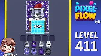Pixel Flow Level 411 grid layout and solution screenshot