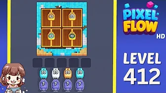 Pixel Flow Level 412 grid layout and solution screenshot