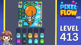 Pixel Flow Level 413 grid layout and solution screenshot