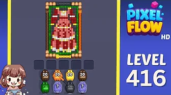 Pixel Flow Level 416 grid layout and solution screenshot