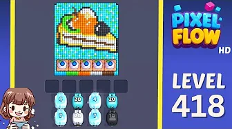 Pixel Flow Level 418 grid layout and solution screenshot