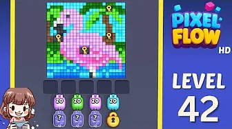 Pixel Flow Level 42 grid layout and solution screenshot