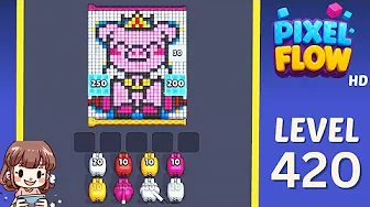 Pixel Flow Level 420 grid layout and solution screenshot