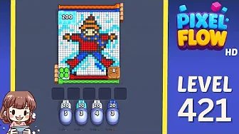 Pixel Flow Level 421 grid layout and solution screenshot