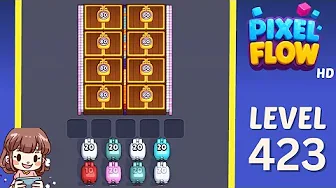 Pixel Flow Level 423 grid layout and solution screenshot