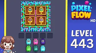 Pixel Flow Level 443 grid layout and solution screenshot