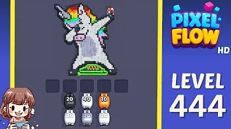 Pixel Flow Level 444 grid layout and solution screenshot