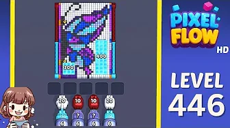 Pixel Flow Level 446 grid layout and solution screenshot