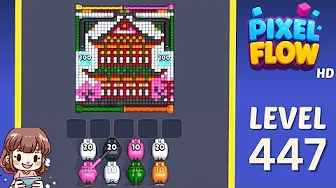 Pixel Flow Level 447 grid layout and solution screenshot
